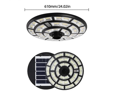 Lighteme 2500W Solar-Außenleuchte UFO Gartenmast und Wandstraßenlaternen für Haus, Hof, Bauernhäuser mit Fernbedienung