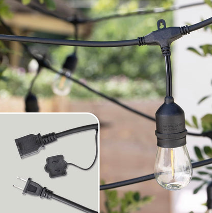 Lighteme 48 Fuß lange LED-Lichterkette für den Außenbereich zum Einstecken – 24 bruchsichere und wasserdichte Glühbirnen – Handelsqualität – UL-gelistetes Hochleistungskabel 