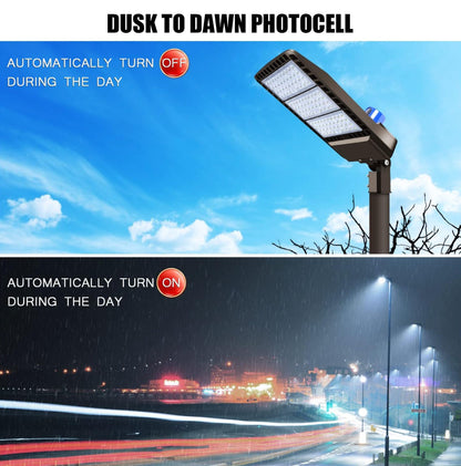 Lighteme 300W LED Parking Light Rigid Wire Slip Fitter Mount Dusk to Dawn LED Outdoor Lighting Outdoor Flood Light Commercial IP65 Waterproof