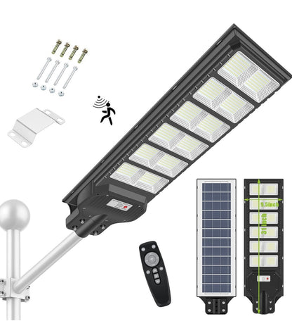 Lighteme 1000W Solar-Straßenlaterne mit Bewegungsmelder, 80000LM IP65 wasserdicht mit Fernbedienung