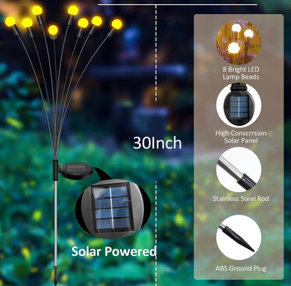 Lot de 4 lampes solaires Lighteme FireFly améliorées à 8 LED - Blanc chaud 
