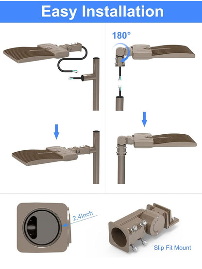 Éclairage de stationnement LED Lighteme 320 W, câblé, 48 000 lm, fil chaud, homologué UL, éclairage de poteau de stationnement LED de qualité industrielle, 5 000 K, étanche IP65 