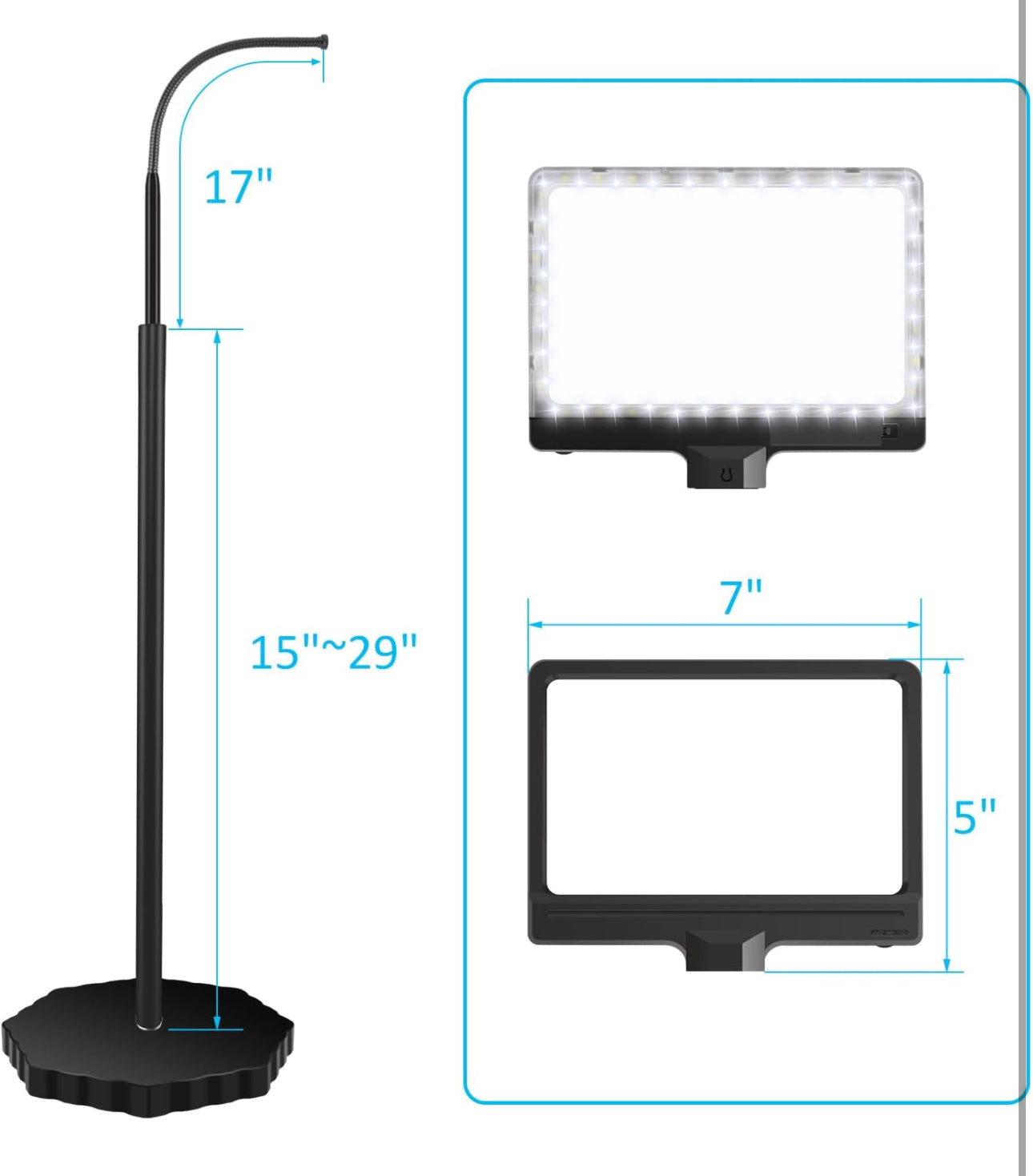 Loupe Lighteme 5X avec 36 LED à intensité variable et support, lampe loupe à luminosité réglable, loupe à col de cygne éclairée pour la lecture, les travaux manuels et le travail de près 