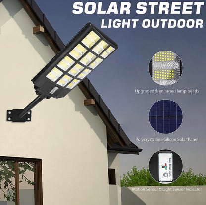 Lighteme 1800 W LED-Straßenlaterne für den Außenbereich – [Warmweiß] 3000 K Solar-Straßenlaternen, Dämmerung bis Morgengrauen, Bewegungssensor mit Fernbedienung 
