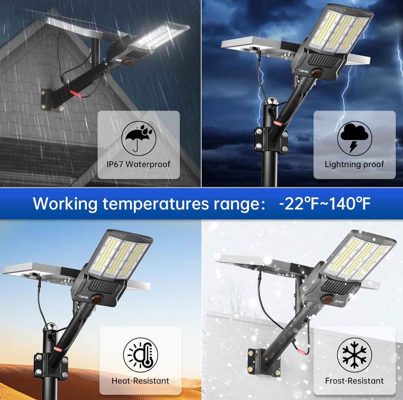 Lighteme 6500 W Solar-Straßenlaternen für den Außenbereich, 500.000 lm, leistungsstarke kommerzielle Parkplatzbeleuchtung, 6500 K, Dämmerung bis Morgengrauen, mit Fernbedienung 