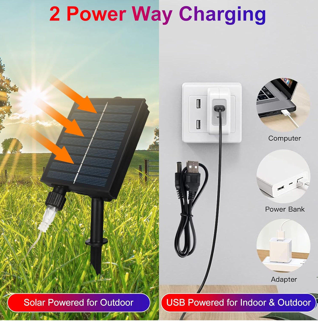 Lampe solaire 2 en 1 Lighteme avec drapeau américain, 420 LED ultra-lumineuses, alimentée par l'énergie solaire et branchée