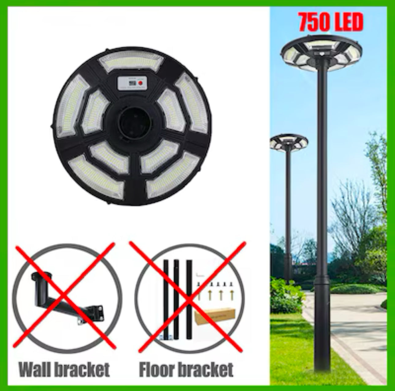 Lighteme 2500W Solar-Außenleuchte UFO Gartenmast und Wandstraßenlaternen für Haus, Hof, Bauernhäuser mit Fernbedienung