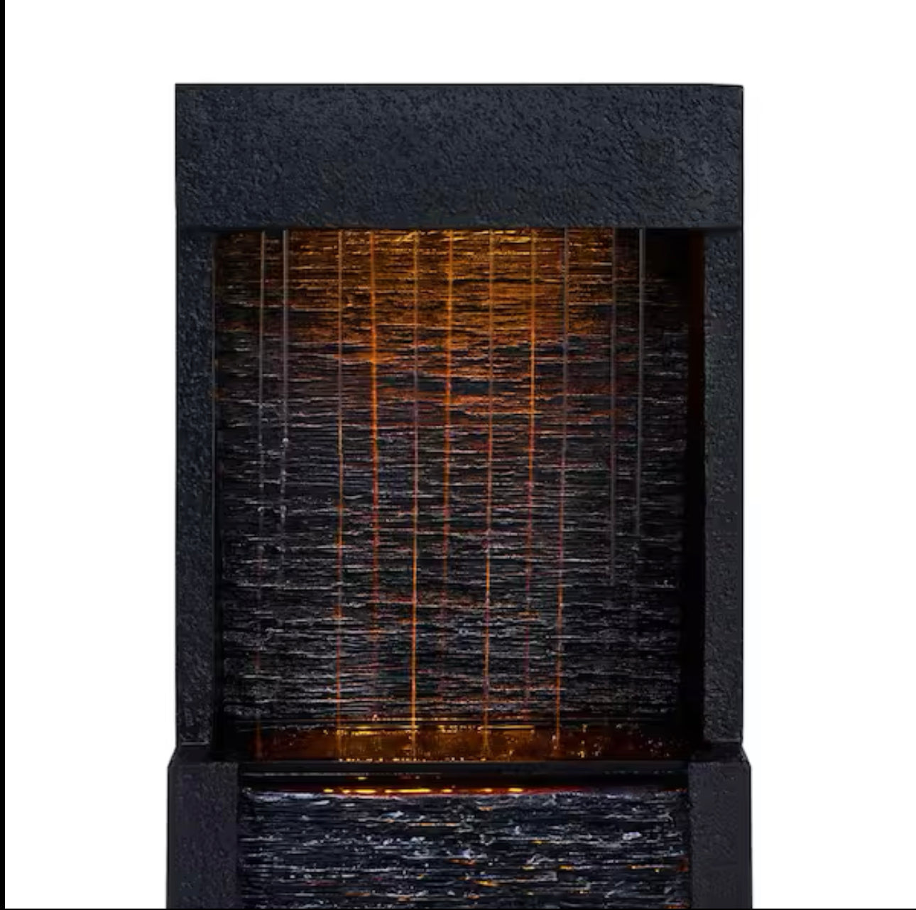 Lighteme Solar-Powered Waterfall Fountain with LED Lights, 38'' Tall Outdoor Gray Slate