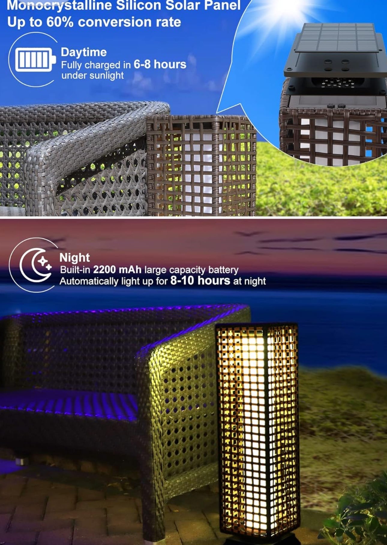 Lampadaire solaire d'extérieur Lighteme de 28 pi avec 2 modes d'éclairage