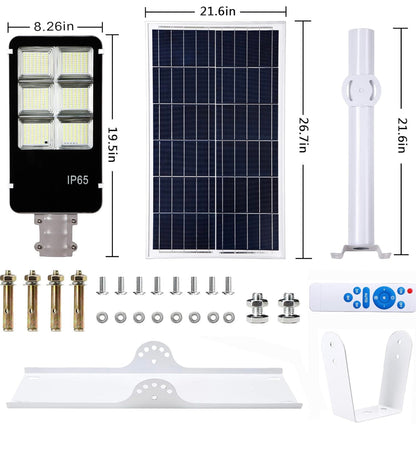 Lighteme 400 W Solar-Straßenlaternen für den Außenbereich, Dämmerung bis Morgengrauen, Solar-LED-Außenleuchte mit Fernbedienung, 6500 K Tageslichtweiß