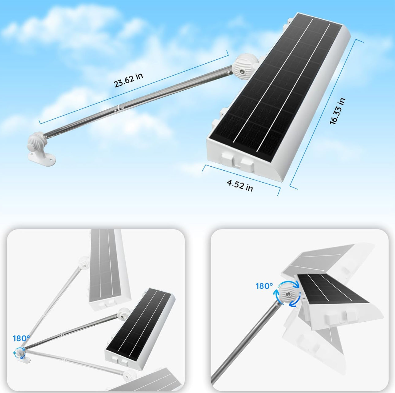 Lighteme Solar-Werbetafelbeleuchtung für den Außenbereich, 232 superhelle LEDs, verstellbare Halterung und Wandmontage, 2-in-1-Werbetafelbeleuchtung für Unternehmen, Immobilien, Geschäfte, Bushaltestellen, Wohnanlagen und Autobahnschilder