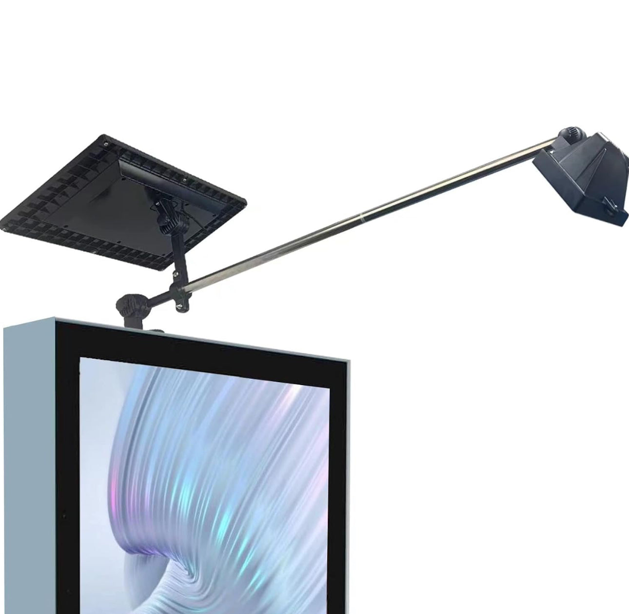 Lighteme Solar-Werbetafelleuchte, Lampenköpfe aus Metall und Aluminium, 400 W, 12.000 AMH, Li-Ion-Akku, 60 superhelle LEDs, kommerzielle Werbetafellampe, geeignet für eine Vielzahl von Szenen 