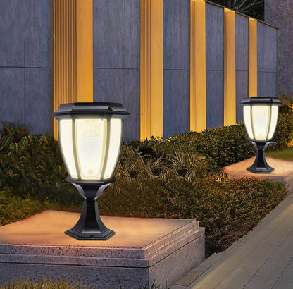 Lighteme 63" Solar-Laternenpfostenleuchten, Aluminium-Stehlampe für den Außenbereich, wasserdichte solarbetriebene Straßenlaternen für Garten, Gehweg, Auffahrt, Vorder-/Hintertür, warmweiße Solar-Pfostenleuchte, austauschbare Glühbirne (2er-Pack)