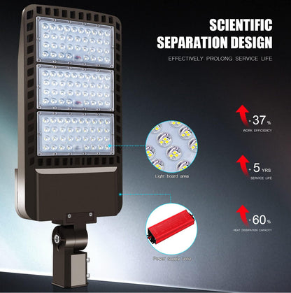 Lighteme 300W LED Parking Light Rigid Wire Slip Fitter Mount Dusk to Dawn LED Outdoor Lighting Outdoor Flood Light Commercial IP65 Waterproof