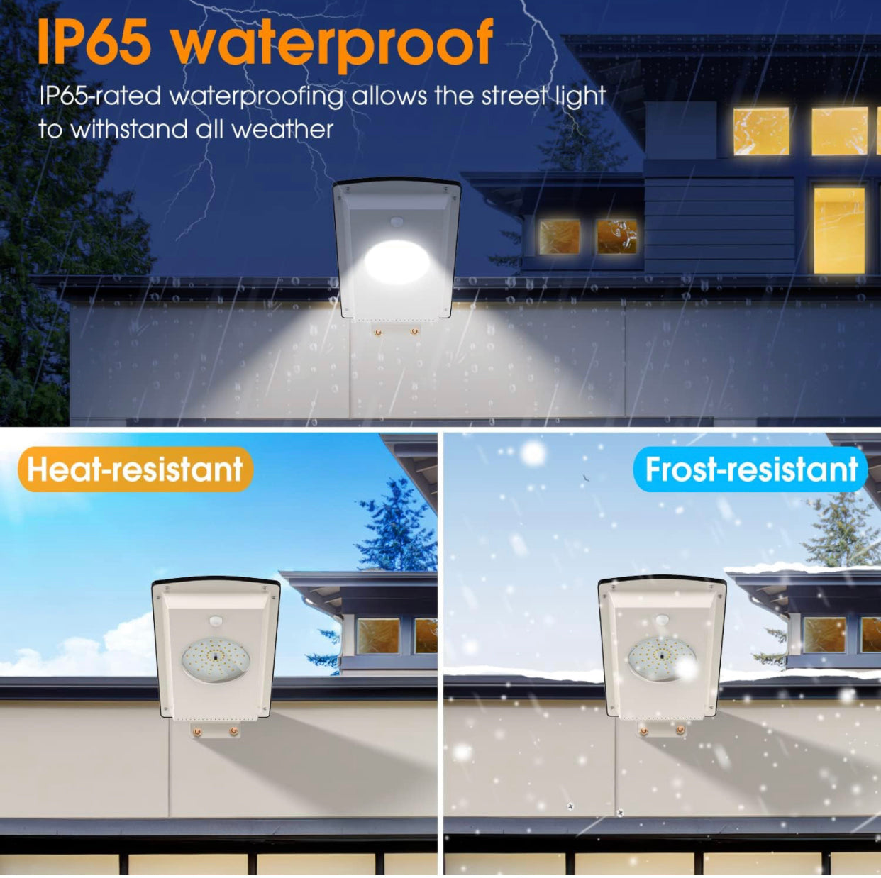 Lighteme Solar-Straßenlaternen für den Außenbereich, kaltweiß/warmweiß, Dämmerungs-/Bewegungsmelder, 1300 lm, IP65, wasserdicht, dimmbar, Fernbedienung