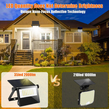 Lighteme 2er-Pack Solar-Außenleuchten, Metall-Solar-Sicherheits-/Flutlichter, 2000 lm, Bewegungssensor