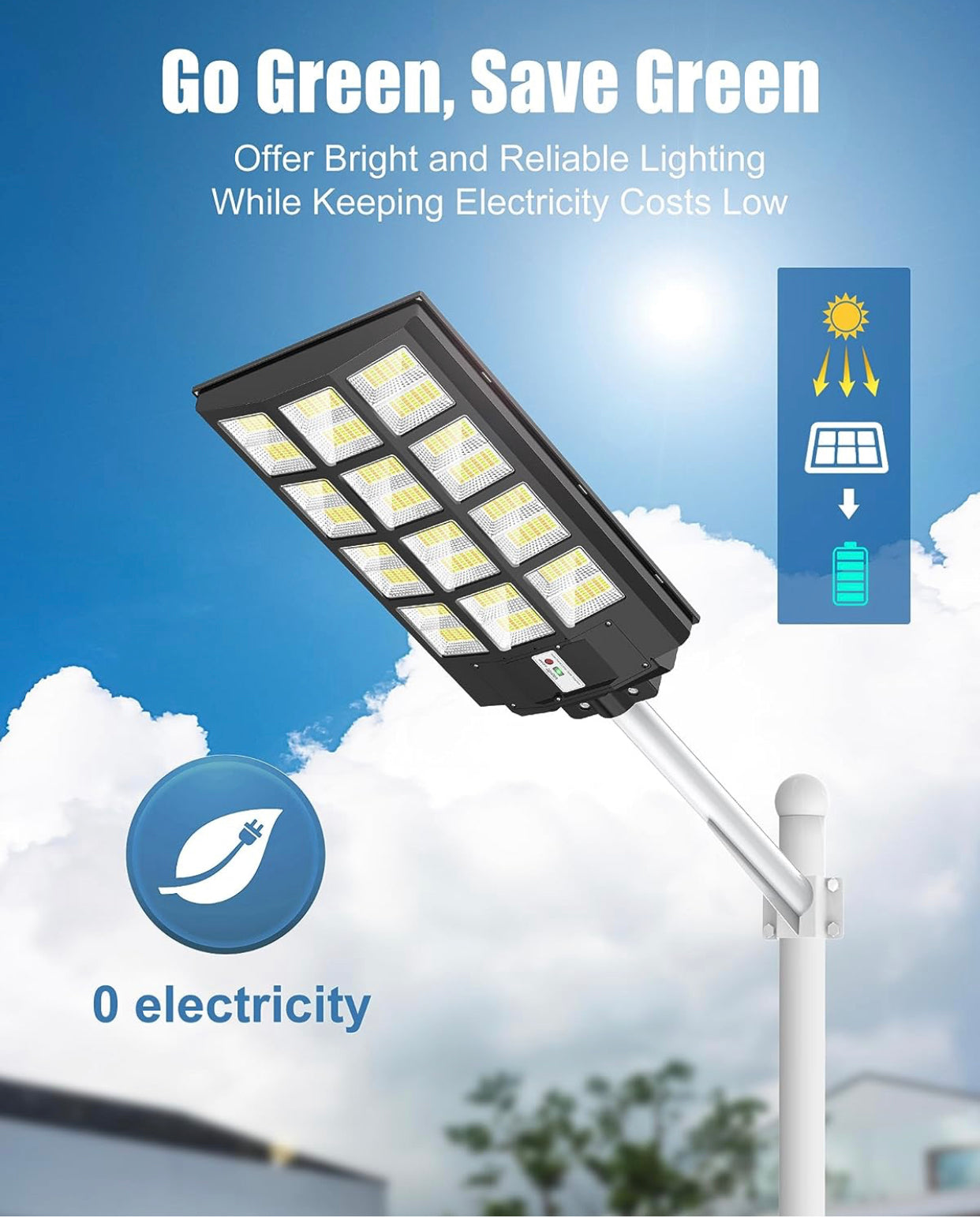 Lighteme 1800 W LED-Straßenlaterne für den Außenbereich – [Warmweiß] 3000 K Solar-Straßenlaternen, Dämmerung bis Morgengrauen, Bewegungssensor mit Fernbedienung 