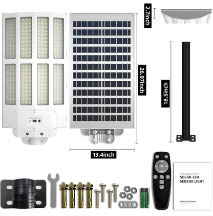 Lighteme 1500 W Solar-Straßenlaterne für den Außenbereich, wasserdicht, 6500 K Bewegungsmelder, Dämmerung bis Morgengrauen, 200.000 lm Wandleuchte mit Fernbedienung 