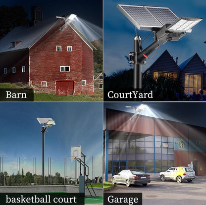 Lighteme 6500 W Solar-Straßenlaternen für den Außenbereich, 500.000 lm, leistungsstarke kommerzielle Parkplatzbeleuchtung, 6500 K, Dämmerung bis Morgengrauen, mit Fernbedienung 