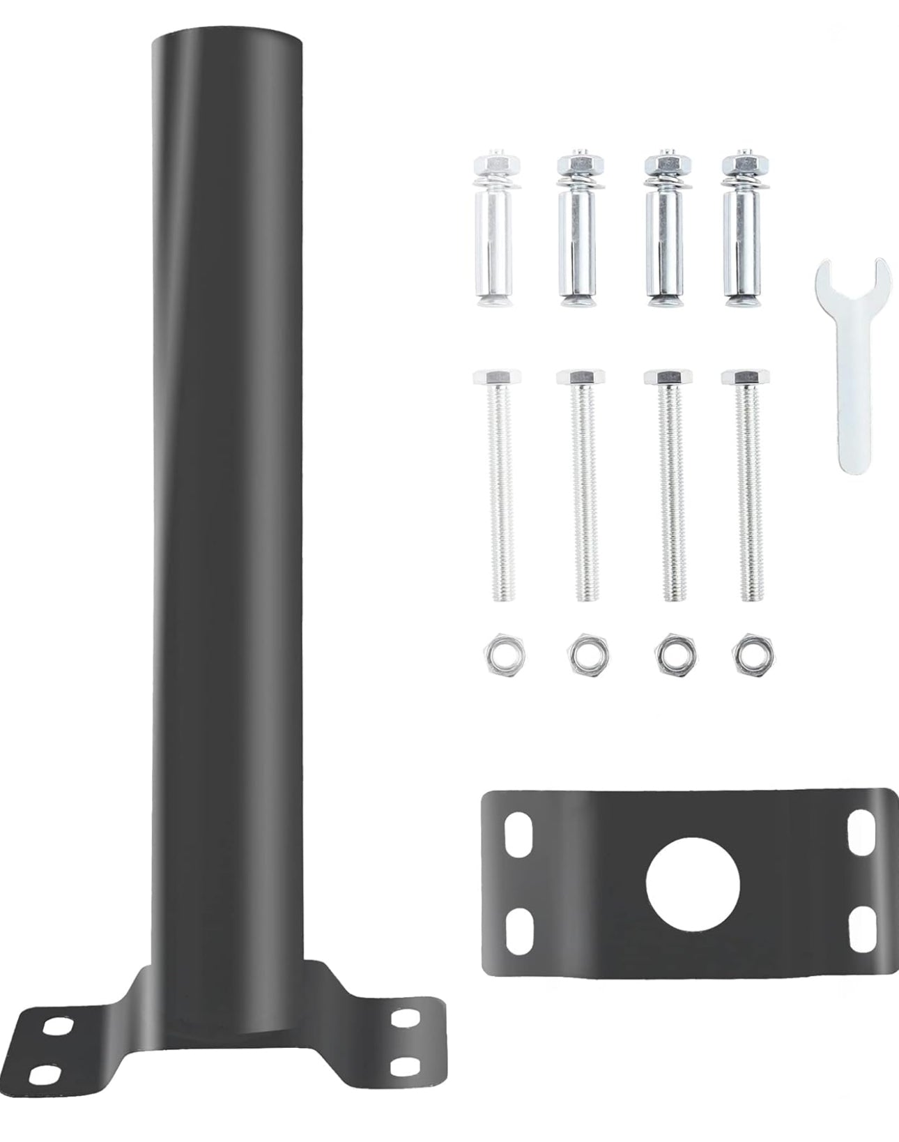 Lighteme Solarbeleuchtungs-Montagehalterung, Verlängerungsstangen-Set, Wandmontage, schwarze Metallrohre, Scheunenbeleuchtung, Antennenadapter, Außenarm für Straßenlaternen, an der Wand montierte Reifen, Scheunenlampen, Pfostenbäume 