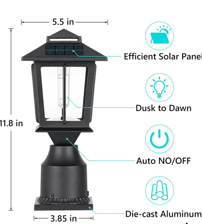 Lighteme 2er-Pack Solar-Pfosten-/Zaunleuchten aus Aluminium für den Außenbereich, Solar-Pfostenkappenleuchten aus Holz, 4 x 4 Zoll 