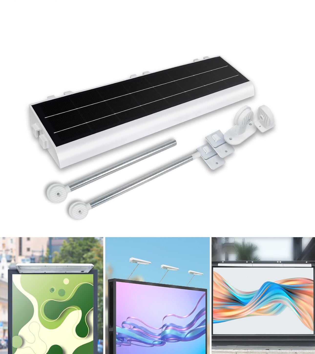 Lighteme Solar-Werbetafelbeleuchtung für den Außenbereich, 232 superhelle LEDs, verstellbare Halterung und Wandmontage, 2-in-1-Werbetafelbeleuchtung für Unternehmen, Immobilien, Geschäfte, Bushaltestellen, Wohnanlagen und Autobahnschilder