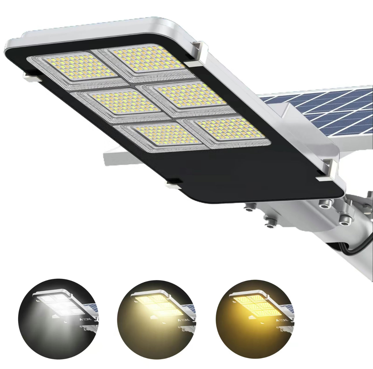 Lighteme 1800 W dreifarbige Solar-Straßenlaternen für den Außenbereich – mehrfarbige, einstellbare Beleuchtung – 7000 K LED-Straßenlaterne mit Fernbedienung – Ideal für Parkplätze, Höfe, Plätze – Solar-Parkplatzbeleuchtung