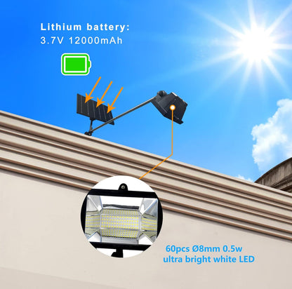 Lighteme Solar-Werbetafelleuchte, Lampenköpfe aus Metall und Aluminium, 400 W, 12.000 AMH, Li-Ion-Akku, 60 superhelle LEDs, kommerzielle Werbetafellampe, geeignet für eine Vielzahl von Szenen 