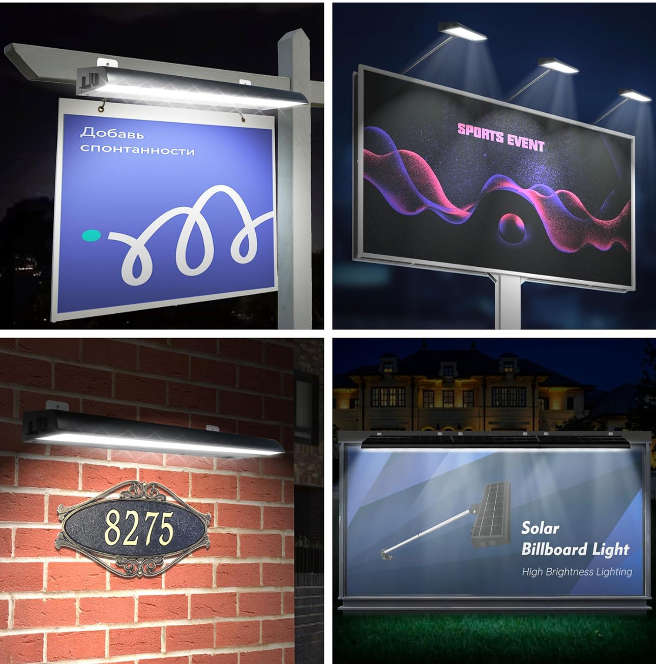 Lighteme Solar-Werbetafelbeleuchtung für den Außenbereich, 232 superhelle LEDs, verstellbare Halterung und Wandmontage, 2-in-1-Werbetafelbeleuchtung für Unternehmen, Immobilien, Geschäfte, Bushaltestellen, Wohnanlagen und Autobahnschilder