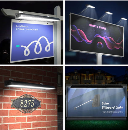 Lighteme Solar-Werbetafelbeleuchtung für den Außenbereich, 232 superhelle LEDs, verstellbare Halterung und Wandmontage, 2-in-1-Werbetafelbeleuchtung für Unternehmen, Immobilien, Geschäfte, Bushaltestellen, Wohnanlagen und Autobahnschilder