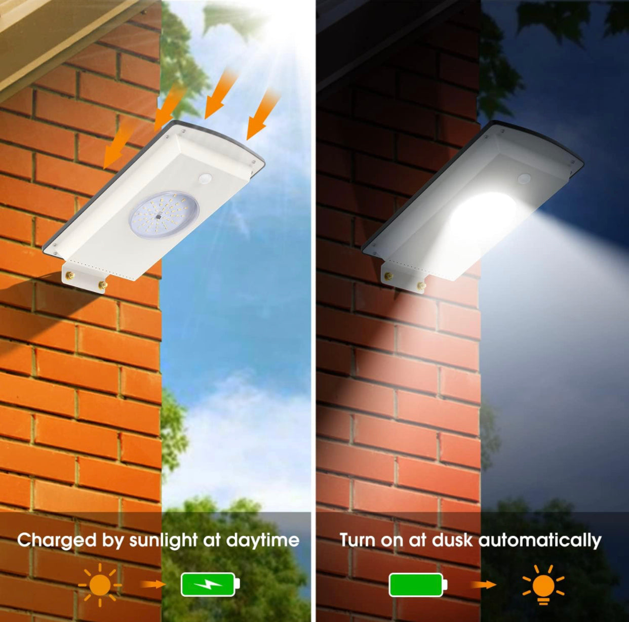 Lighteme Solar-Straßenlaternen für den Außenbereich, kaltweiß/warmweiß, Dämmerungs-/Bewegungsmelder, 1300 lm, IP65, wasserdicht, dimmbar, Fernbedienung