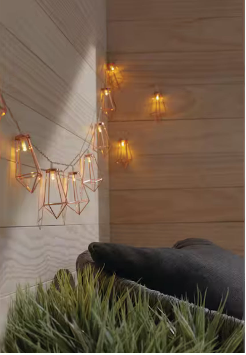 Lighteme 12Ft Batteriebetriebene Metall Indoor Integrierte LED Lichterkette 10-Licht