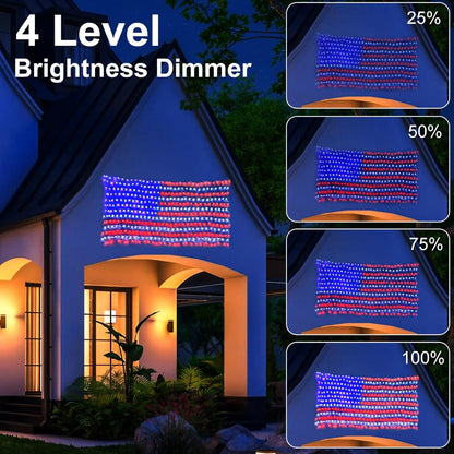Lampe solaire 2 en 1 Lighteme avec drapeau américain, 420 LED ultra-lumineuses, alimentée par l'énergie solaire et branchée