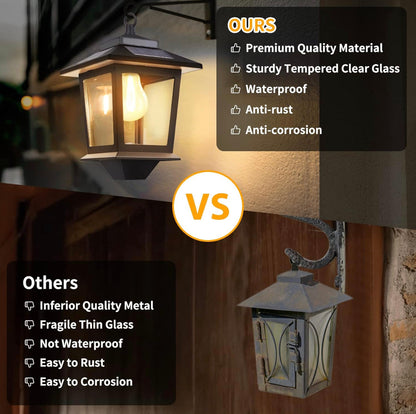 Lot de 2 lanternes murales solaires Lighteme en aluminium avec ampoule remplaçable, 4 panneaux solaires et antirouille