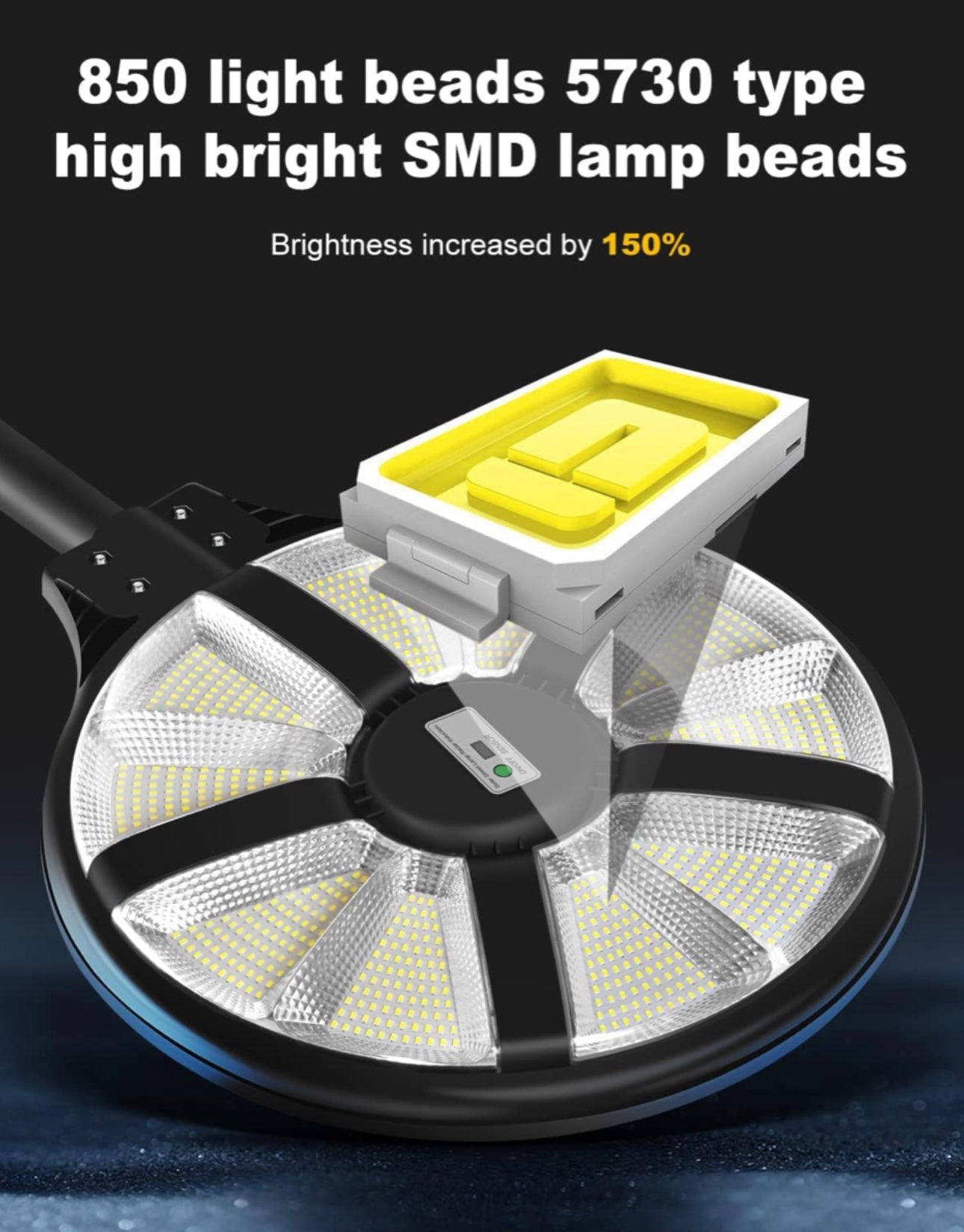 Lighteme 3000 W Solar-Straßenlaterne für den Außenbereich, wasserdicht – Radar- und Bewegungssensor, Fernbedienung mit 360°-Weitwinkelbeleuchtung 