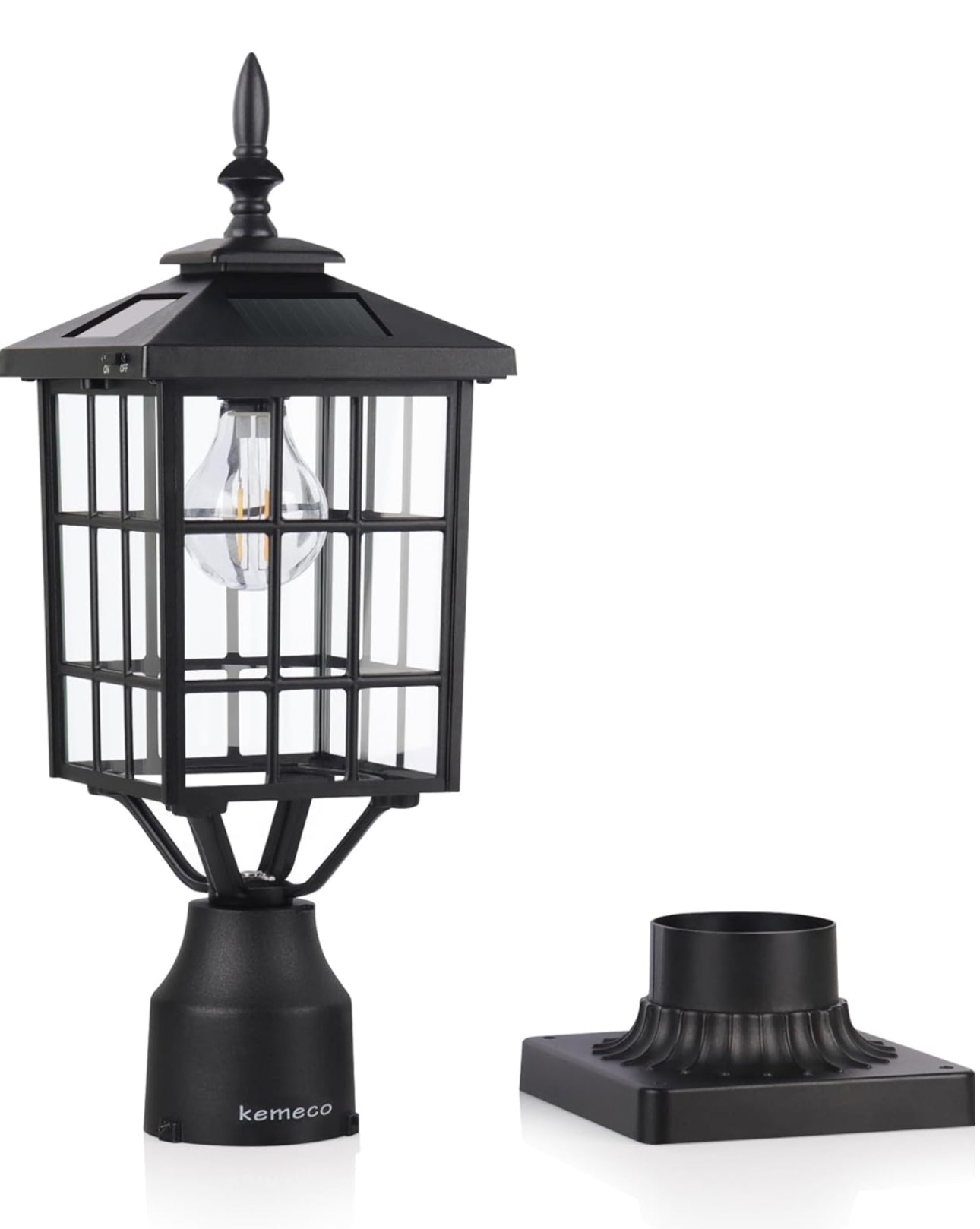 Lighteme LED-Solar-Pfostenleuchte aus Aluminiumguss mit 3-Zoll-Montagesockel für die Befestigung von Gartenpfosten im Freien 