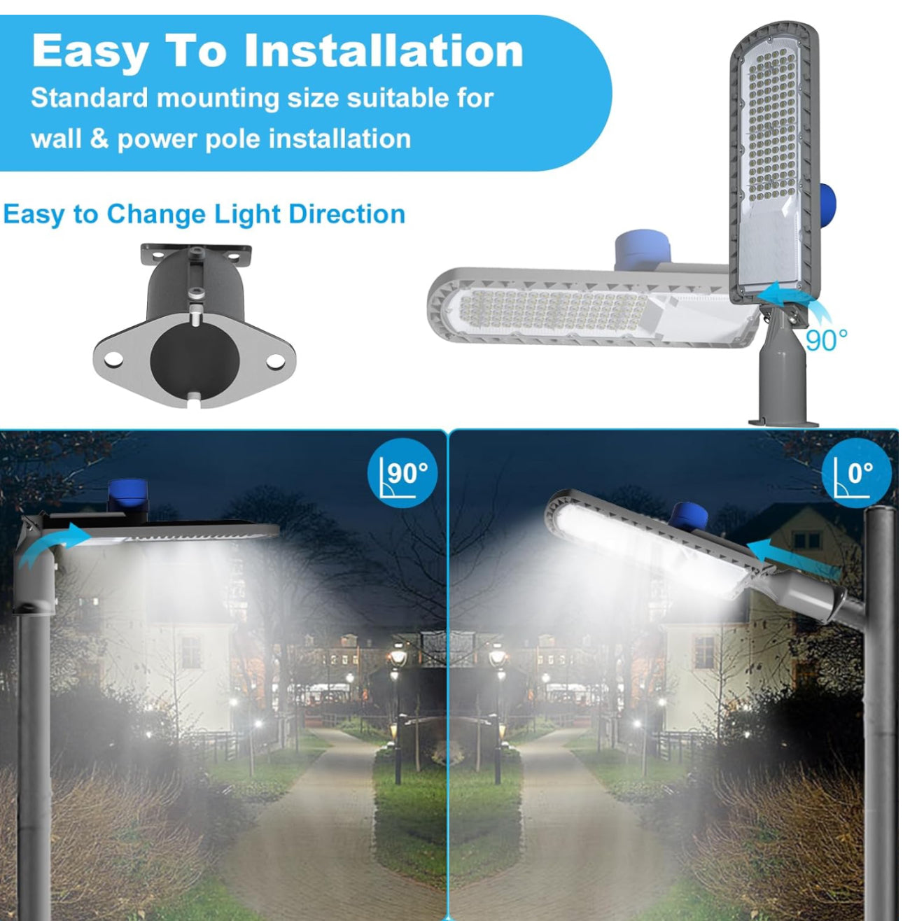 Lighteme 250 W LED-Parkplatzbeleuchtung mit fester Verdrahtung, 30.000 lm: Straßenbeleuchtung für den Außenbereich von der Dämmerung bis zum Morgengrauen, Sicherheitslicht für gewerbliche Bereiche mit IP65-Wasserdichtigkeit 6500 K