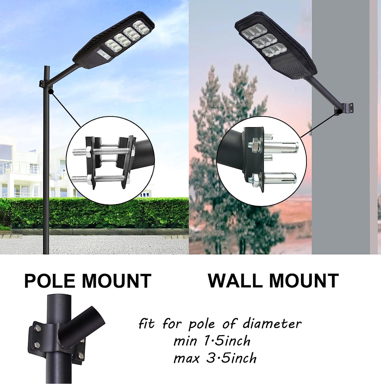 Lighteme Solarbeleuchtungs-Montagehalterung, Verlängerungsstangen-Set, Wandmontage, schwarze Metallrohre, Scheunenbeleuchtung, Antennenadapter, Außenarm für Straßenlaternen, an der Wand montierte Reifen, Scheunenlampen, Pfostenbäume 