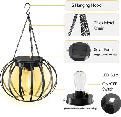 Lot de 2 lanternes solaires suspendues Lighteme d'extérieur étanches en forme de citrouille de 38 cm