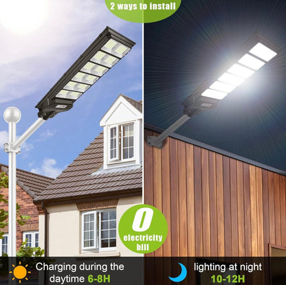 Lighteme 1000W Solar-Straßenlaterne mit Bewegungsmelder, 80000LM IP65 wasserdicht mit Fernbedienung