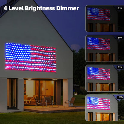 Lampe solaire 2 en 1 Lighteme avec drapeau américain, 420 LED ultra-lumineuses, alimentée par l'énergie solaire et branchée