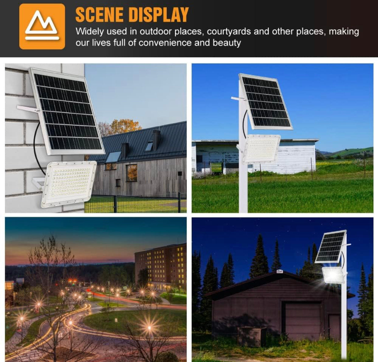 Lighteme 300W LED Solar Flutlicht, 24000LM Straßenflutlicht Wasserdicht mit Fernbedienung