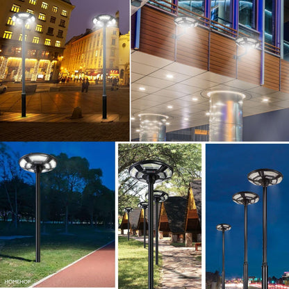 Lighteme 2500W Solar-Außenleuchte UFO Gartenmast und Wandstraßenlaternen für Haus, Hof, Bauernhäuser mit Fernbedienung