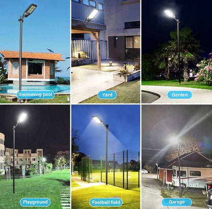 Lighteme 300 W Solar-Straßenleuchte, 30000 lm, LED, für den Außenbereich, wasserdicht, von der Dämmerung bis zum Morgengrauen, für Hofbeleuchtung, IP66, 6000 K, mit Halterung und Fernbedienung 