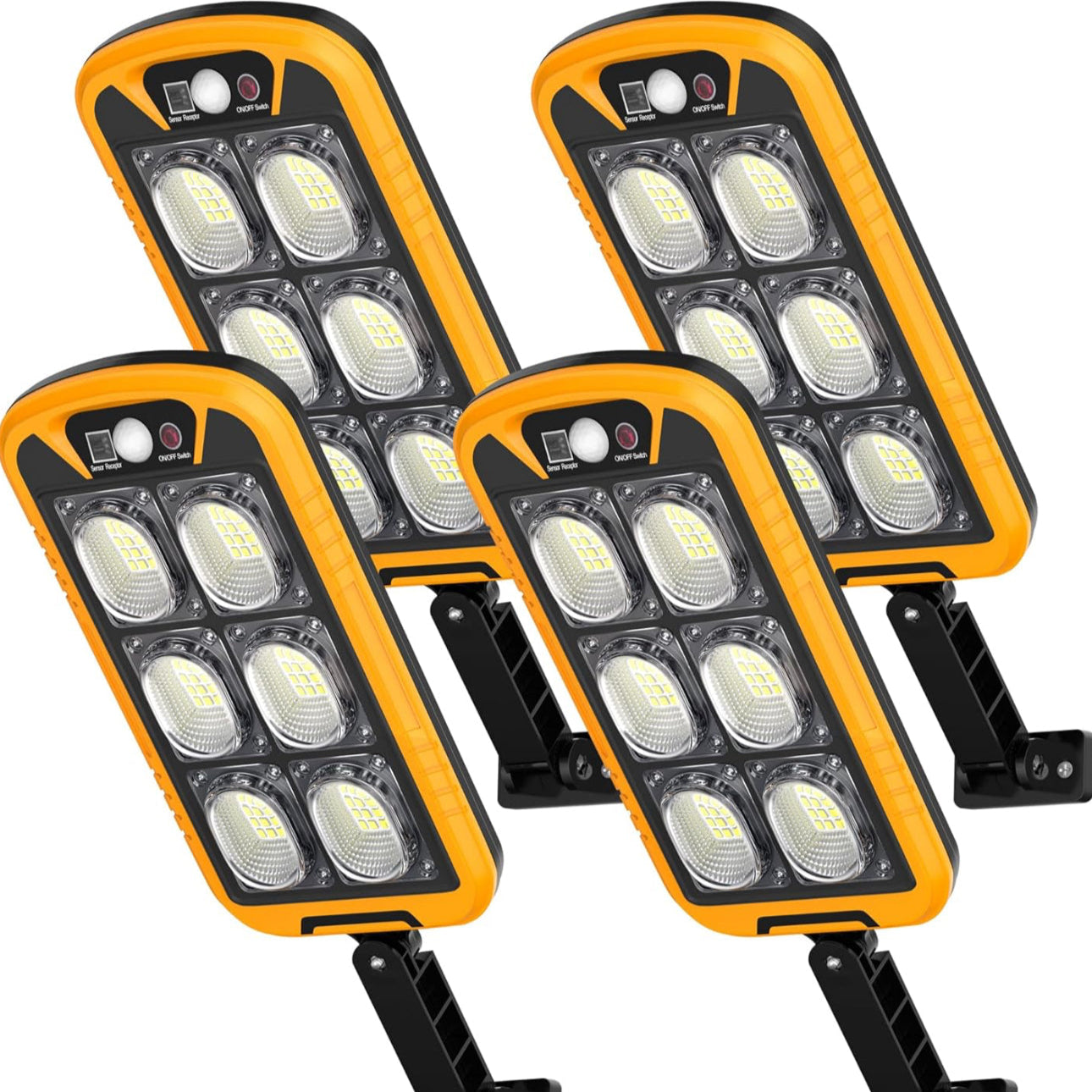 Lighteme SmartYard Solarleuchten mit Bewegungsmelder für den Außenbereich, 7000 K Solar-Straßenlaternen mit Fernbedienung, Flutlicht für den Außenbereich von der Dämmerung bis zum Morgengrauen, wasserdichtes Sicherheitslicht nach IP65 (4er-Pack)