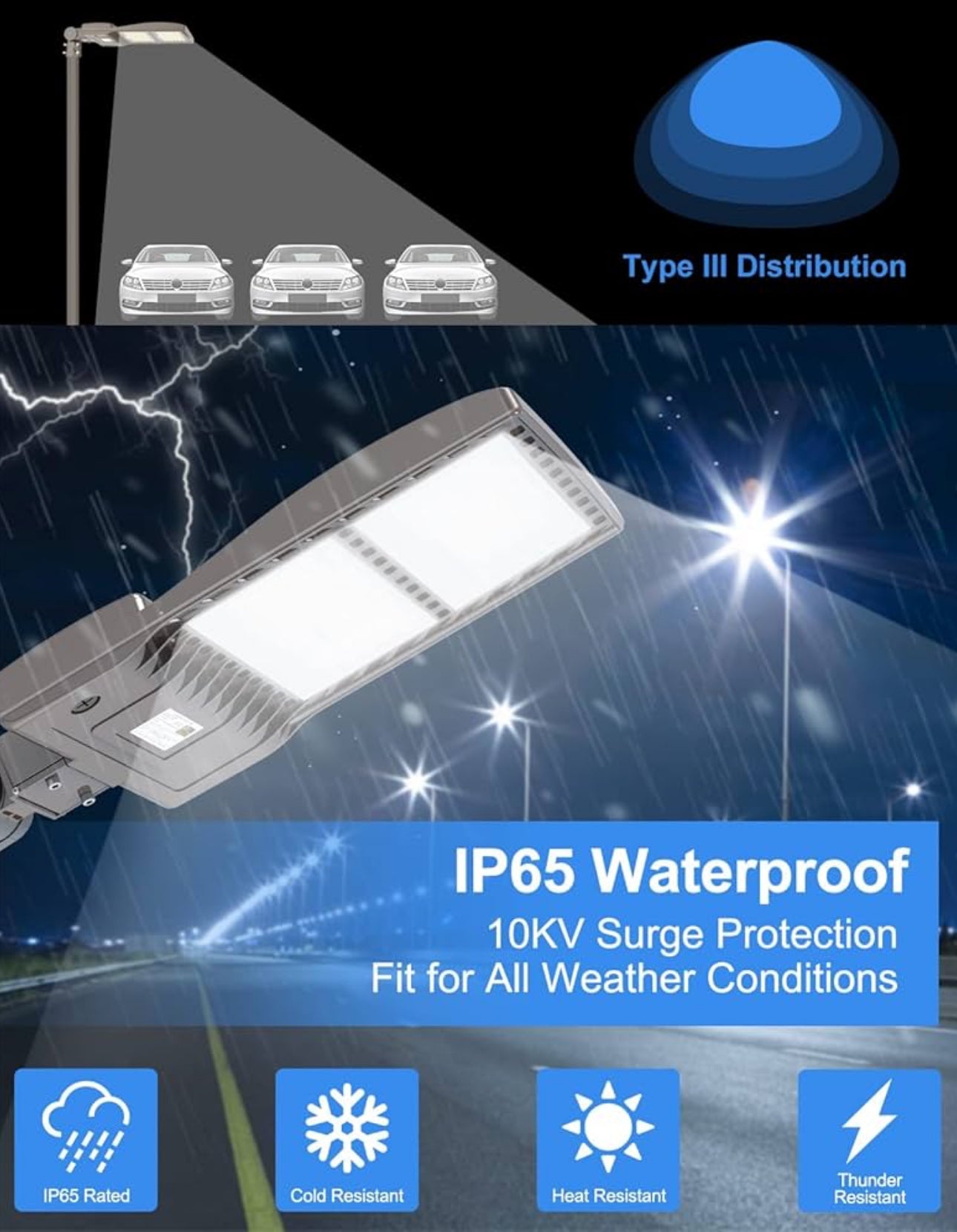 Éclairage de stationnement LED Lighteme 320 W, câblé, 48 000 lm, fil chaud, homologué UL, éclairage de poteau de stationnement LED de qualité industrielle, 5 000 K, étanche IP65 