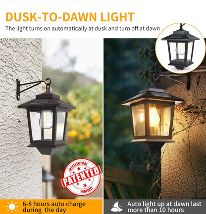 Lot de 2 lanternes murales solaires Lighteme en aluminium avec ampoule remplaçable, 4 panneaux solaires et antirouille