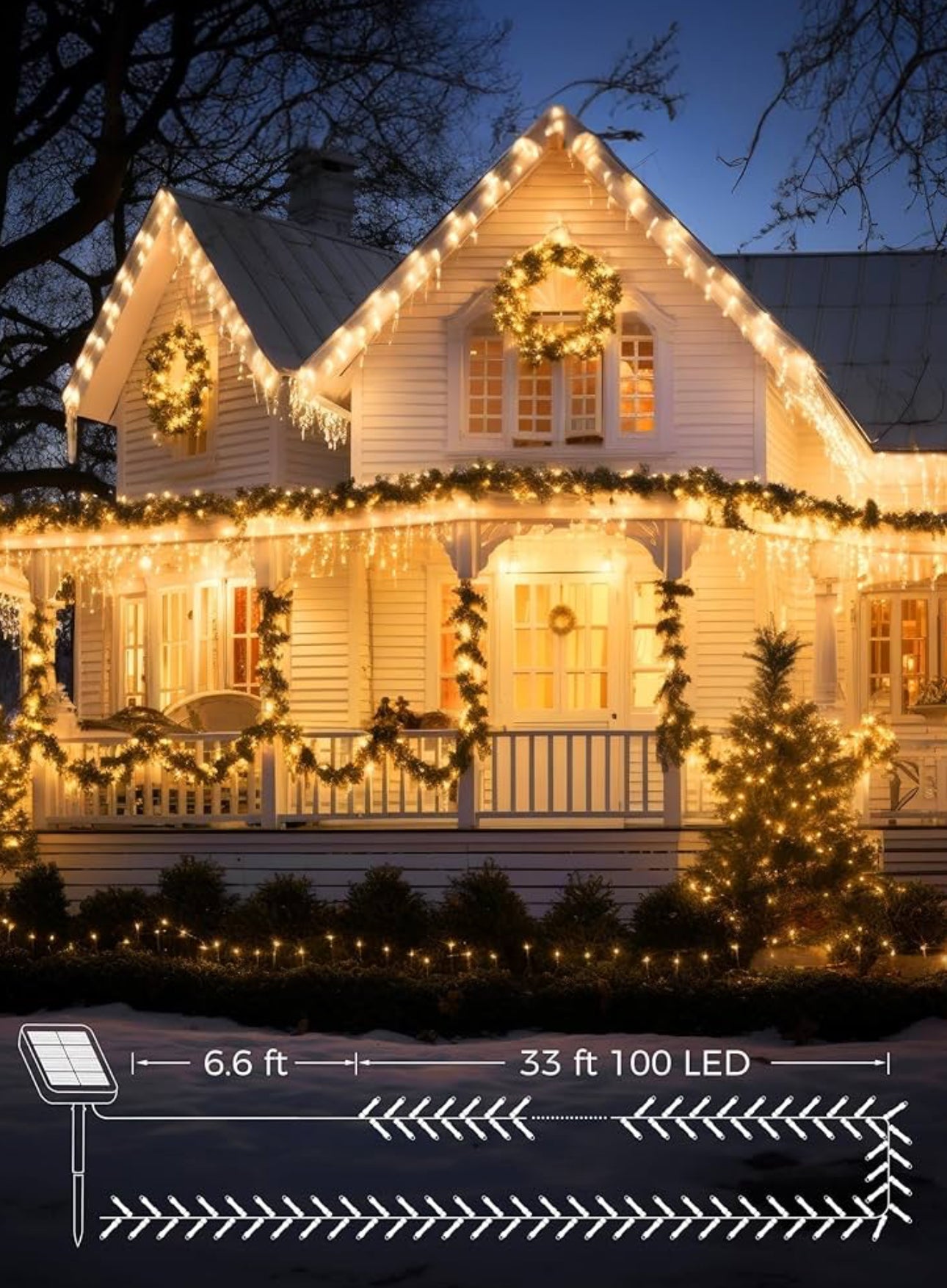 Lighteme 33Ft Solar-LED-Lichterkette 100LED Hellgrünes Kabel 