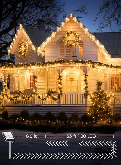 Lighteme 33Ft Solar-LED-Lichterkette 100LED Hellgrünes Kabel 