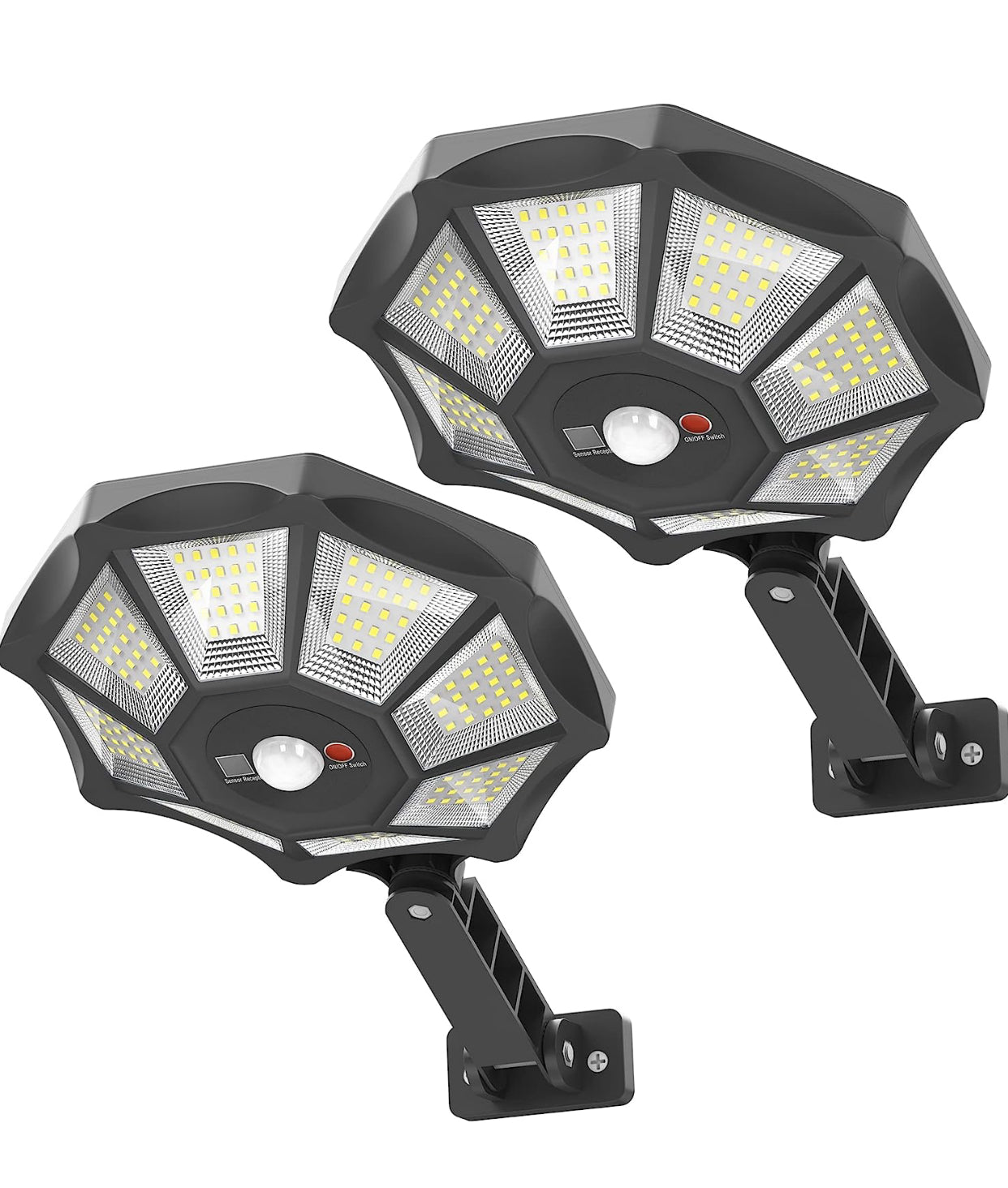2er-Pack SmartYard 300 W Solar-Straßenlaterne, 168 LEDs, Dämmerung bis Morgengrauen, 6500 K, mit Bewegungssensor